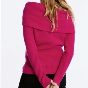White House Black Market Vibrant Pink Off-Shoulder Sweater